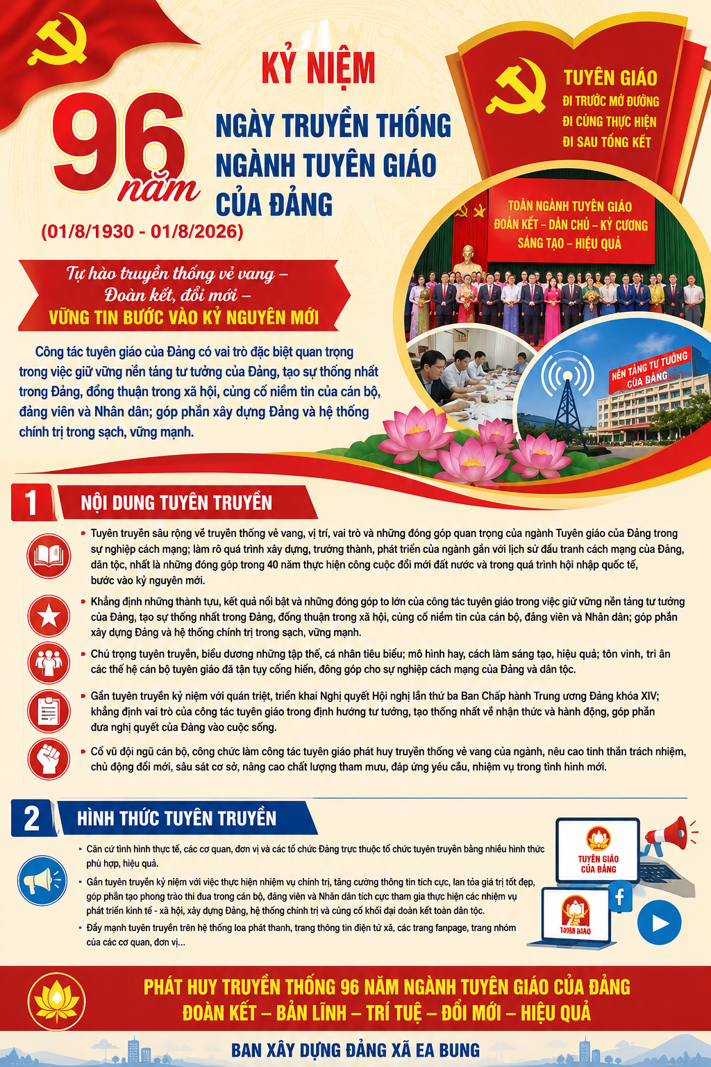 Ea Bung đẩy mạnh tuyên truyền kỷ niệm 96 năm Ngày truyền thống ngành Tuyên giáo của Đảng (01/8/1930 – 01/8/2026)